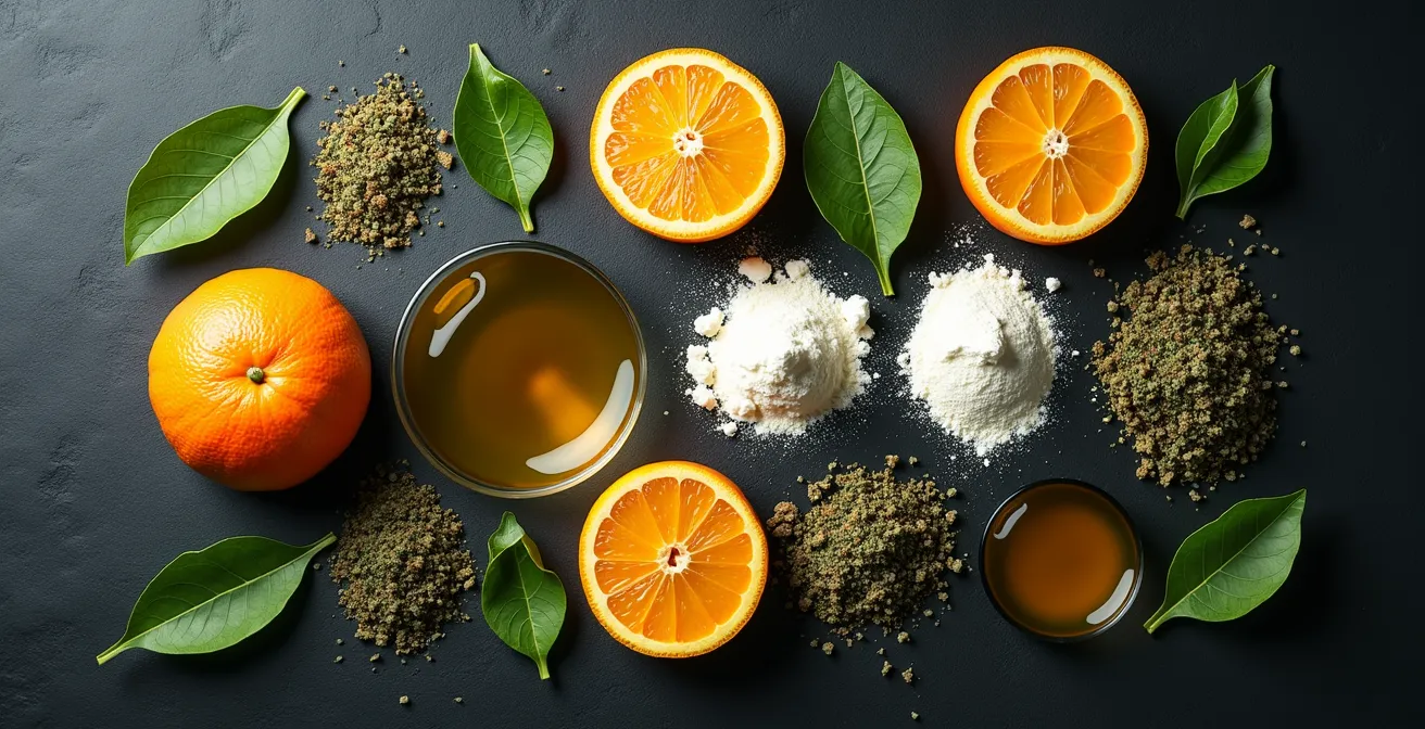 Composition artistique montrant la synergie entre différents compléments